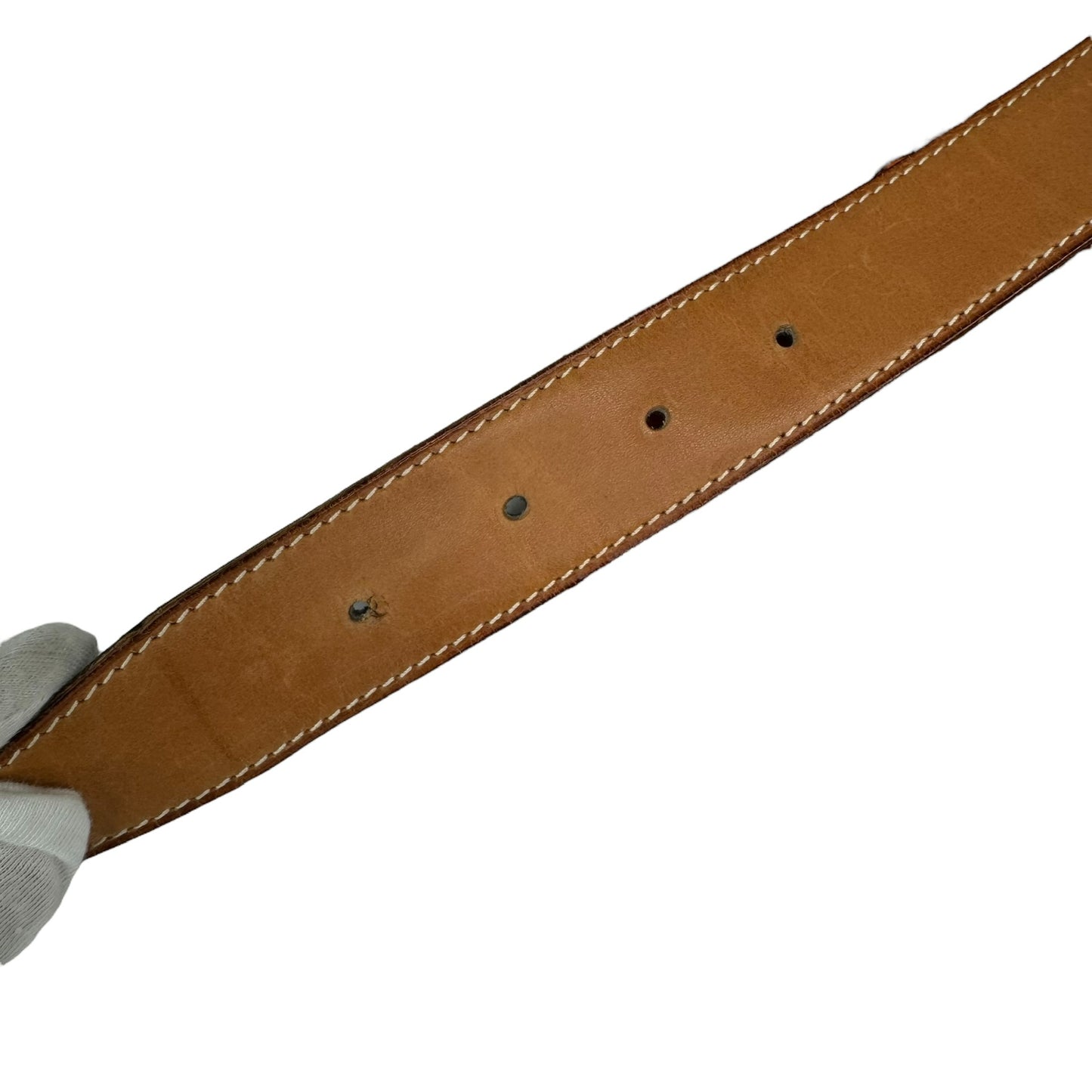 A2863 エルメス Hバックルベルト ブラック×ライトブラウン