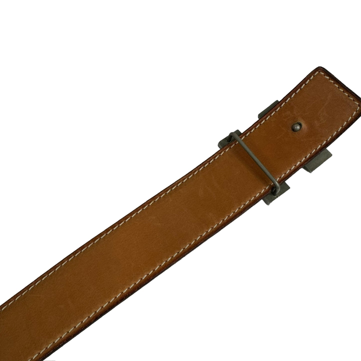 A2863 エルメス Hバックルベルト ブラック×ライトブラウン