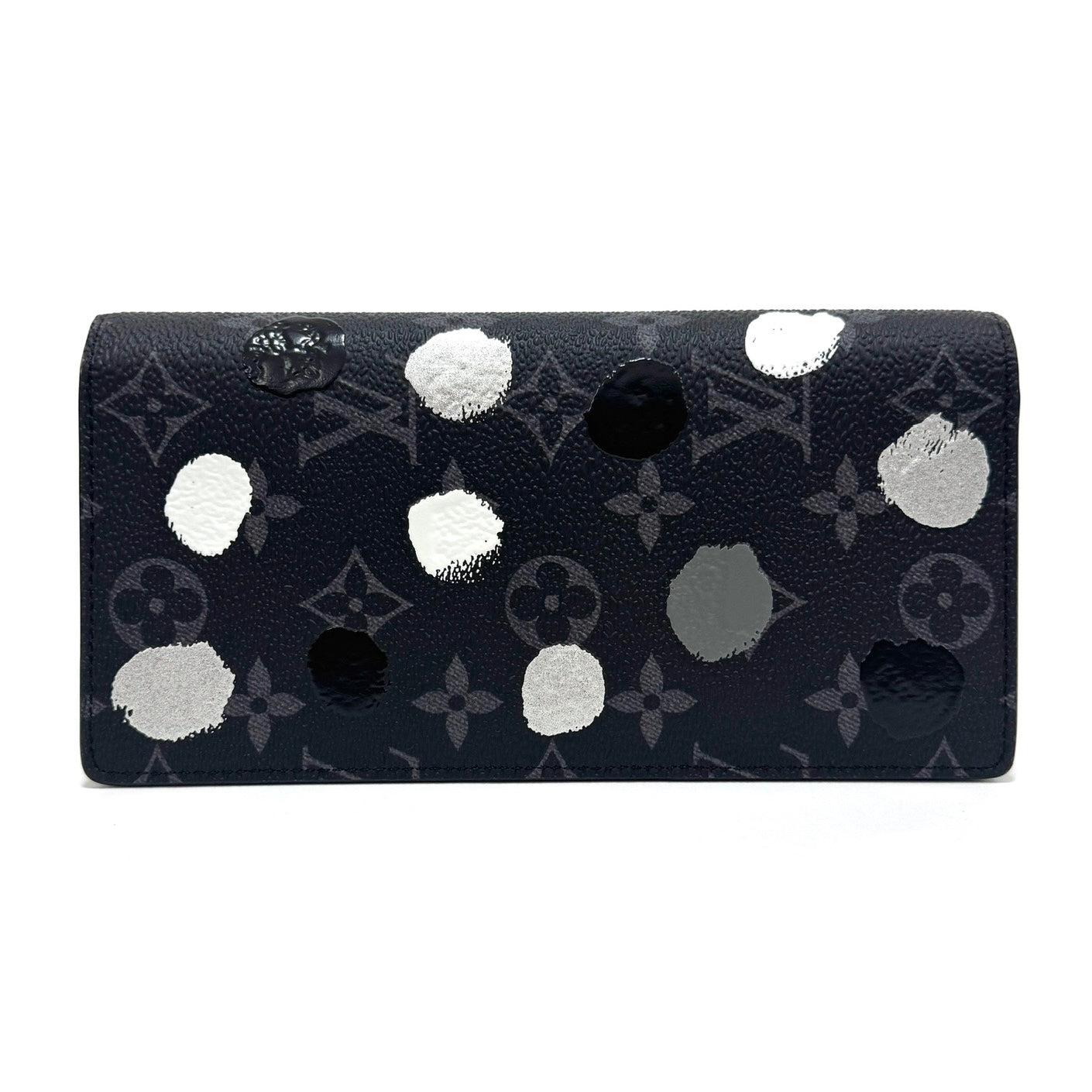 ルイヴィトン×草間彌生 LV×YK ポルトフォイユブラザ M81932 PVC×レザー ロングウォレット ブラック RFID B2654