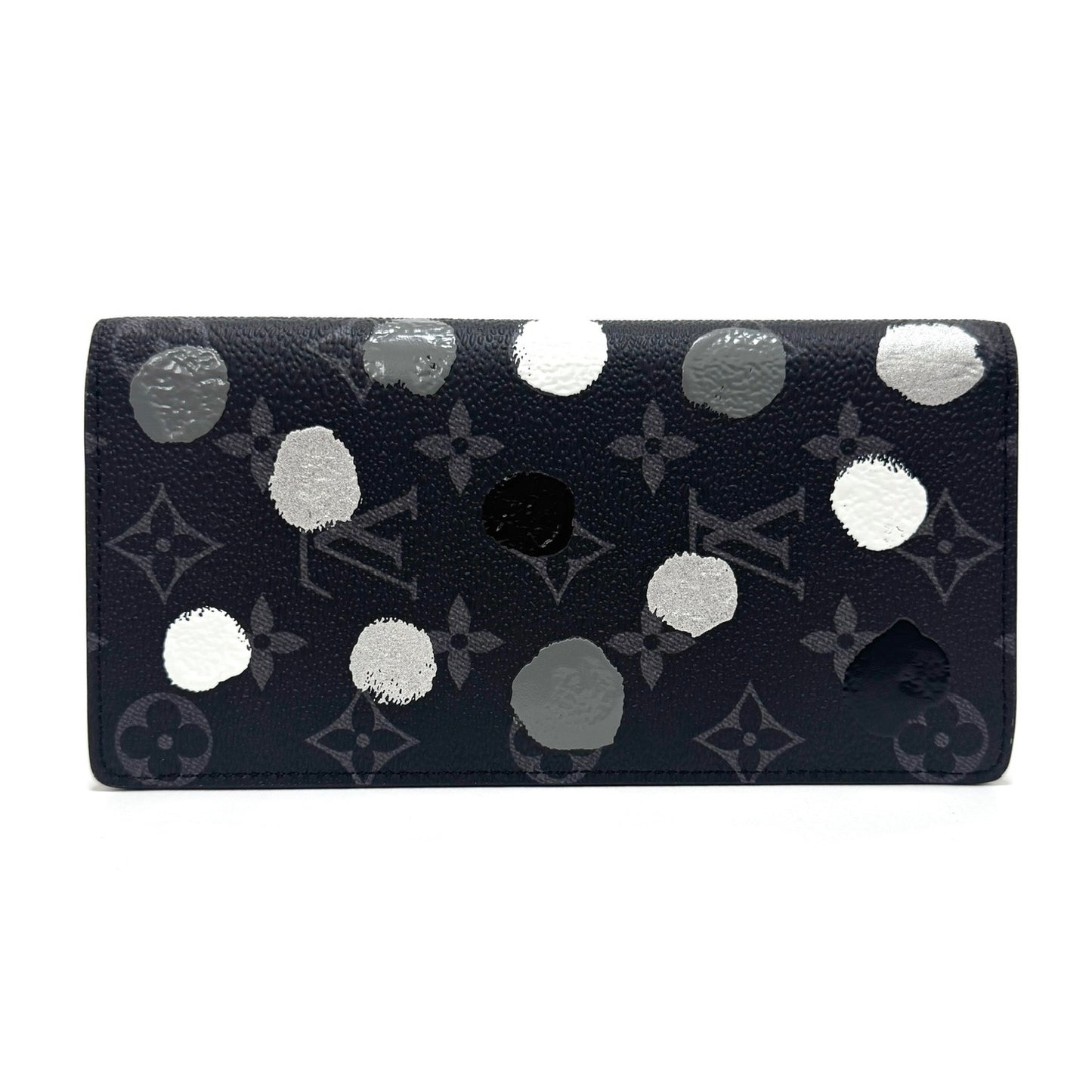 ルイヴィトン×草間彌生 LV×YK ポルトフォイユブラザ M81932 PVC×レザー ロングウォレット ブラック RFID B2654