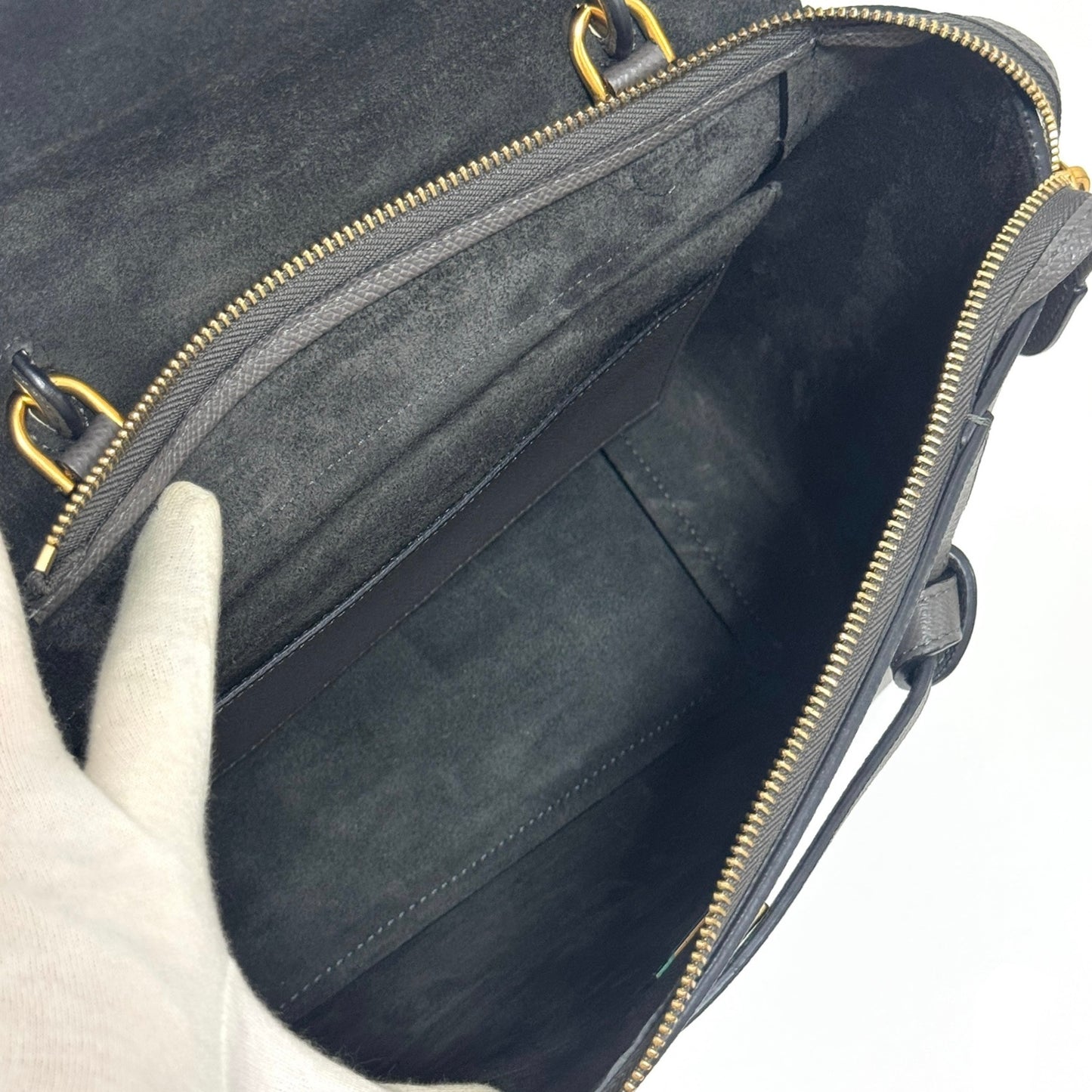 セリーヌ ベルトバッグマイクロ レザー ハンドバッグ グレー B2660