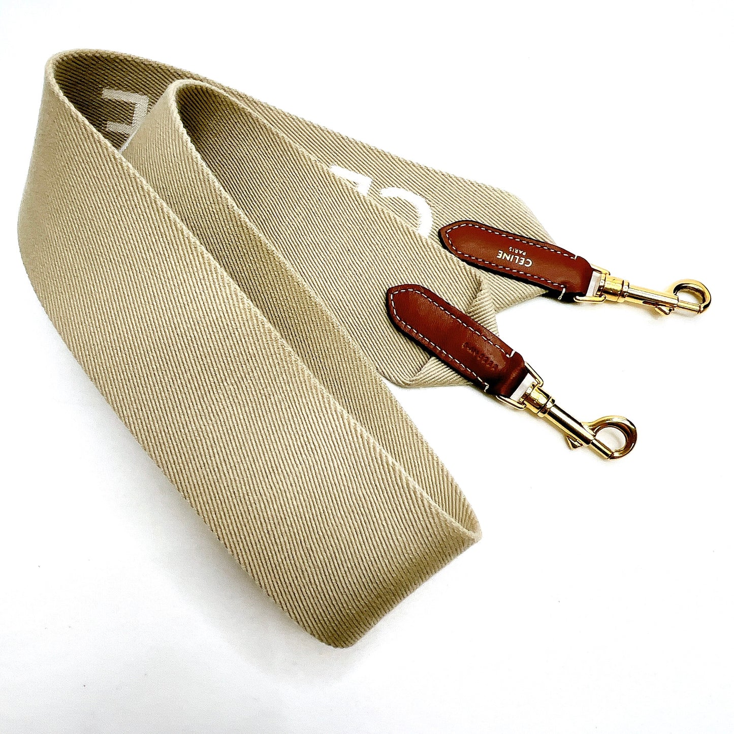 B2236 セリーヌ ロゴ ショルダーストラップ キャンバス ベージュ 【買戻し対象】