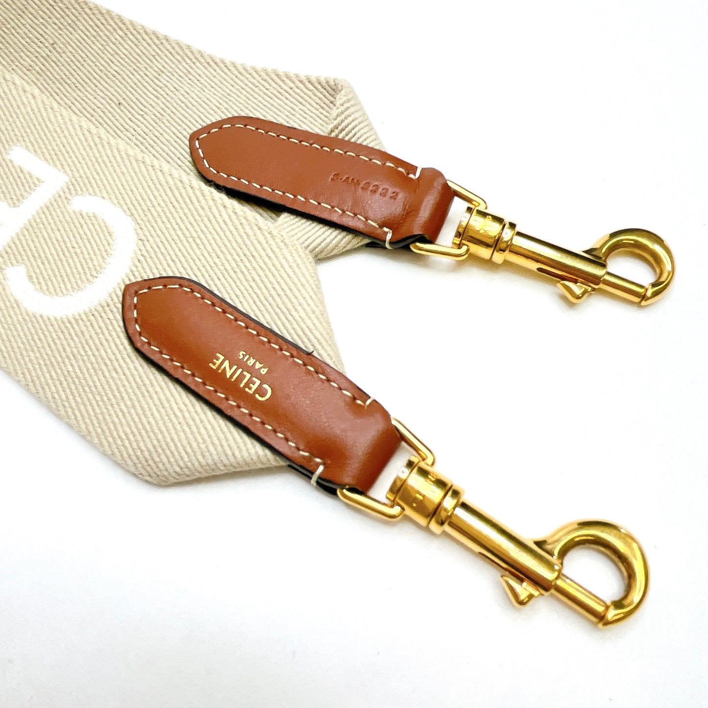 B2236 セリーヌ ロゴ ショルダーストラップ キャンバス ベージュ 【買戻し対象】