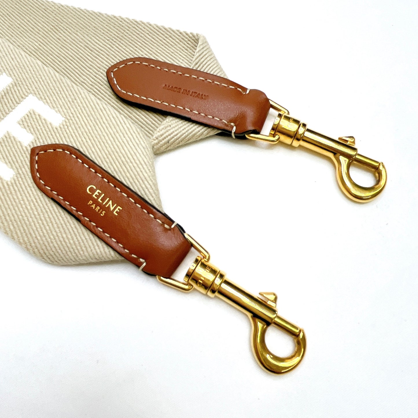 B2236 セリーヌ ロゴ ショルダーストラップ キャンバス ベージュ 【買戻し対象】