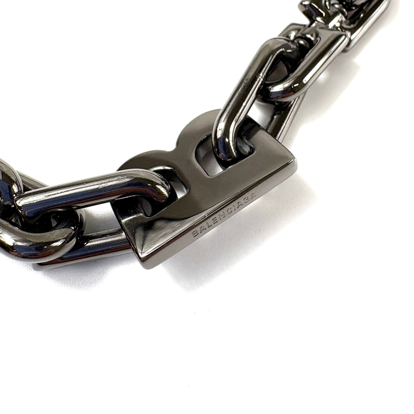 E2481 バレンシアガ B Chain スリム ネックレス GP ガンメタリック