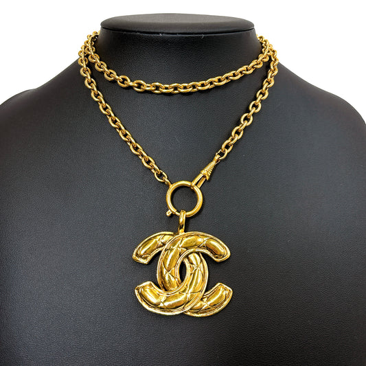 B0639 シャネル マトラッセ ココマーク ヴィンテージ ネックレス 刻印3859【買戻し対象】