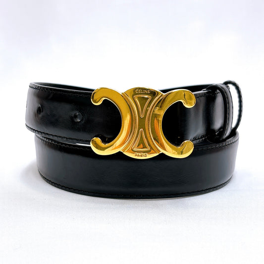 B1163 セリーヌ トリオンフベルト サイズ70 F-NE-1252 GP×レザー ブラック