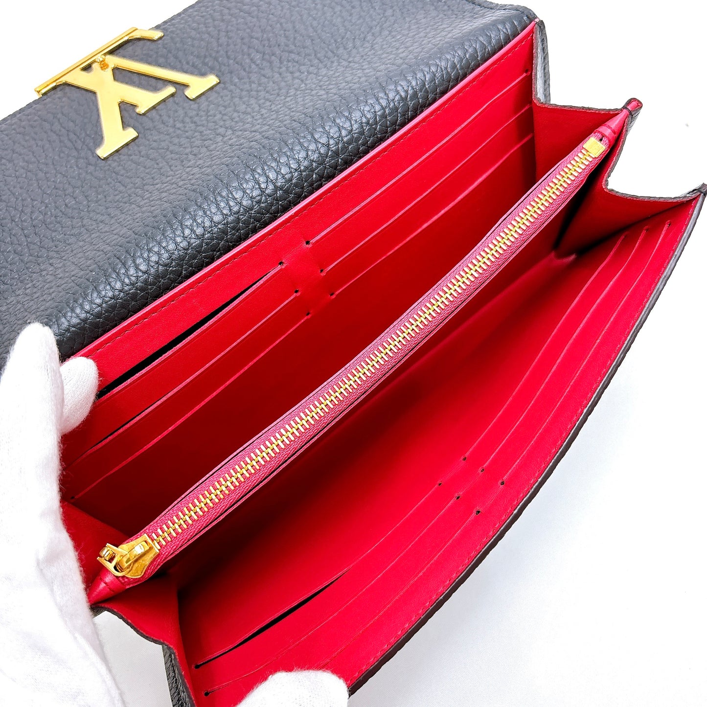 B1155 ルイヴィトン ポルトフォイユカプシーヌ トリヨン ブラック 長財布 RFID