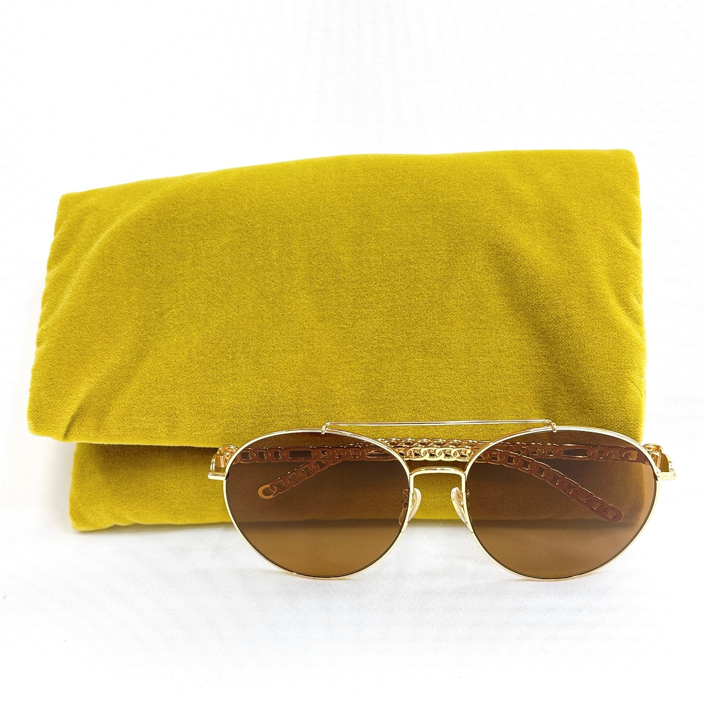 B1366 グッチ ラウンドフレーム サングラス GGマーク