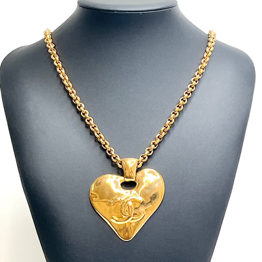 B1271 シャネル CCロゴ ハートプレート チェーンネックレス【買戻し対象】