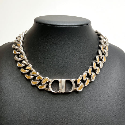 B1538 クリスチャンディオール CDアイコン チェーンネックレス