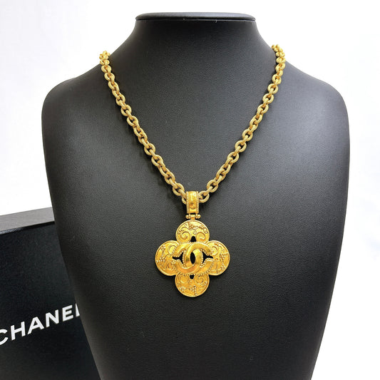 B1710 シャネル 96A ココマーク フラワー クローバー ネックレス【買戻し対象】