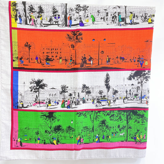 B1642 エルメス カレ140  新タグ カレジェアン ブールヴァールの陰から 大判ショールスカーフ カシミヤ