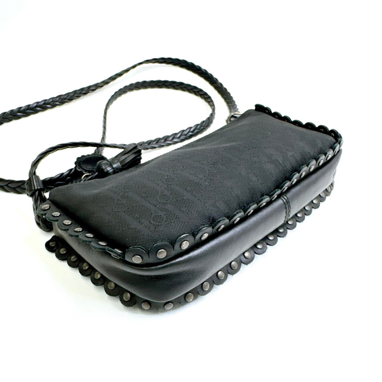 A3197 クリスチャンディオール ショルダーバッグ トロッター ナイロン×レザー ブラック