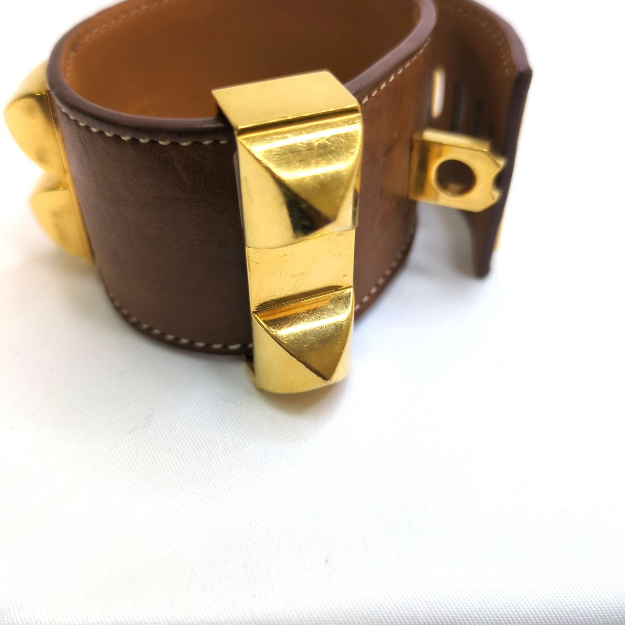 B0084 エルメスコリエ ド シアン ブラウン×ゴールド T刻印