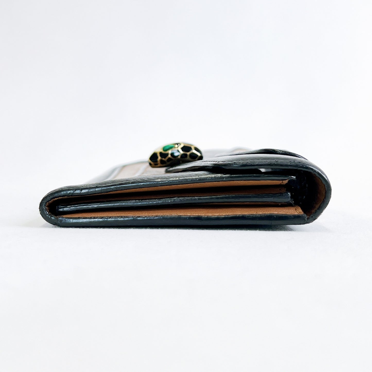 A3138 ブルガリ セルペンティ 長財布 レザー ブラック×ブラウン