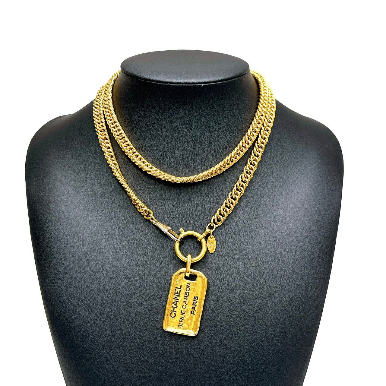 B0222 シャネル カンボンプレート チェーンネックレス 約85cm