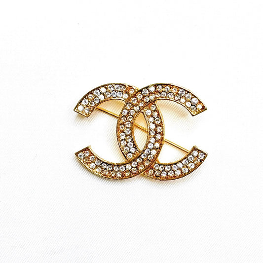 B0253 シャネル ココマーク ラインストーン ブローチ 刻印174