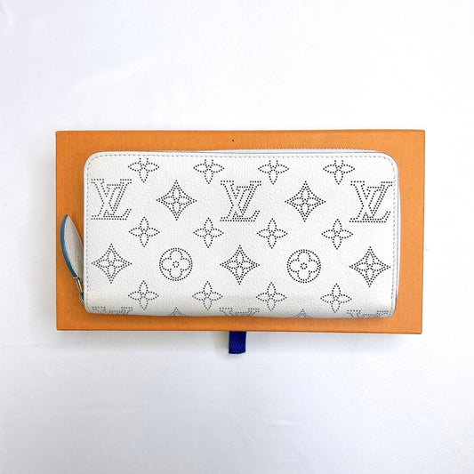 B0262 ルイヴィトン M69215 マヒナ ジッピーウォレット 長財布 ホワイト×ブルー シリアルTN0260 付属品:箱、保存袋