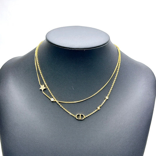 B0269 クリスチャンディオール Petit CD ダブルネックレス