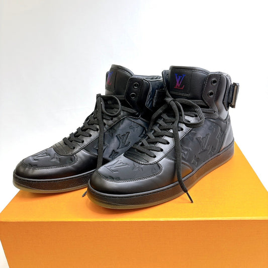 B0354 ルイヴィトン リヴォリライン レザー ハイカットスニーカー ブラック MS0221 モノグラムエンボス サイズ6