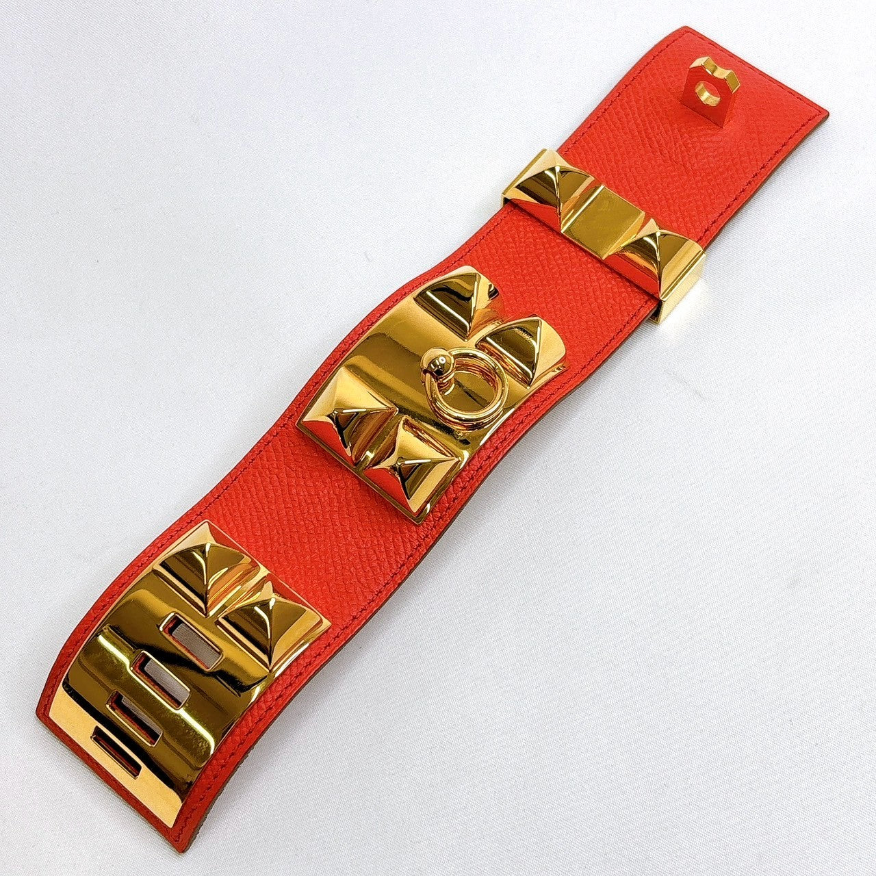 B0604 エルメス コリエドシアン バングル オレンジ×ゴールド T刻印