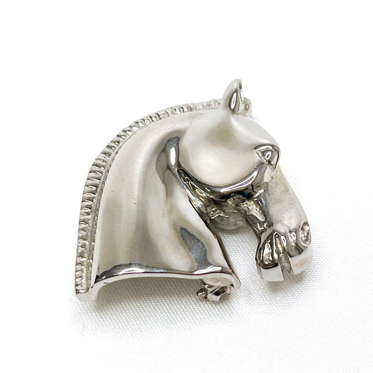 B0630 エルメス ブローチ ホースヘッド シュバル シルバー