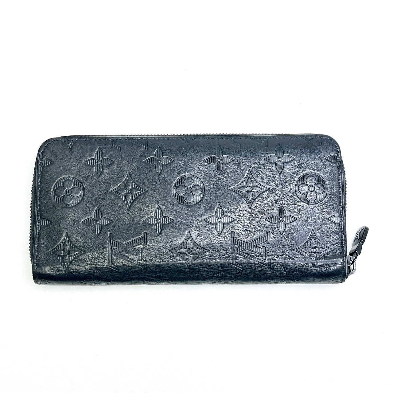 B0692 ルイヴィトン モノグラム シャドウ ジッピーヴェルティカル ブラック 長財布 RFID