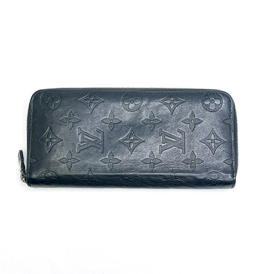B0692 ルイヴィトン モノグラム シャドウ ジッピーヴェルティカル ブラック 長財布 RFID