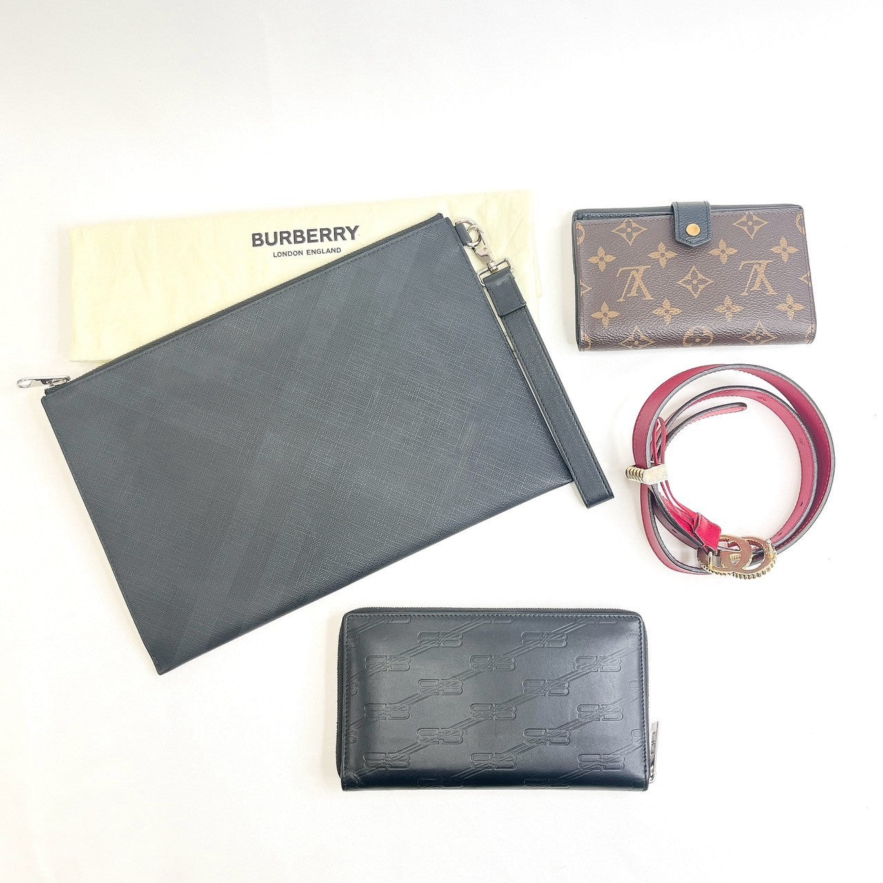 (パックNo.3) グッチ、バーバリー、ルイヴィトン、バレンシアガ 小物4点セット B0932 B0934 B0940 B0941