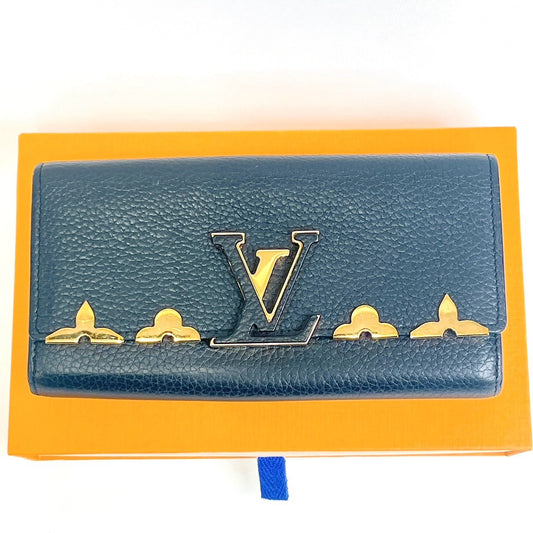 B0938 ルイヴィトン トリヨン ポルトフォイユ カプシーヌ 長財布 ブラック フラワー RFIDあり