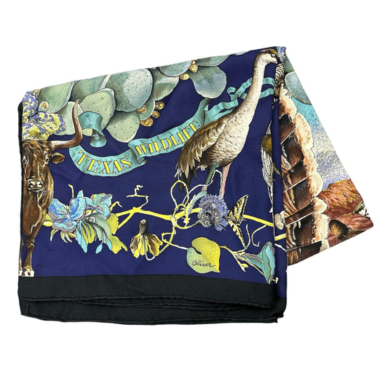 B1439 エルメス カレ90 TEXASWILDLIFE 動植物図鑑 スカーフ