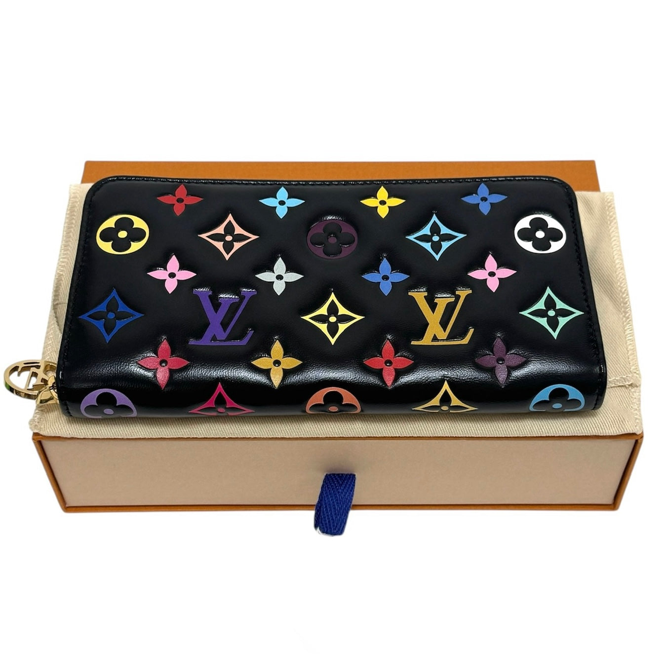 ルイヴィトン×村上隆 モノグラムエンボス LV × TMジッピーウォレット ラウンドジップウォレット マルチカラー 日本限定 RFID B2655