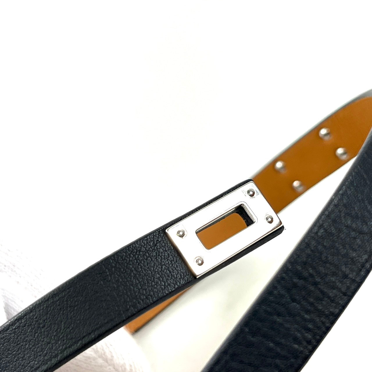 B2345 エルメス レザーブレスレット ミニ・ケリードゥブルトゥール ブラック U刻 サイズT2