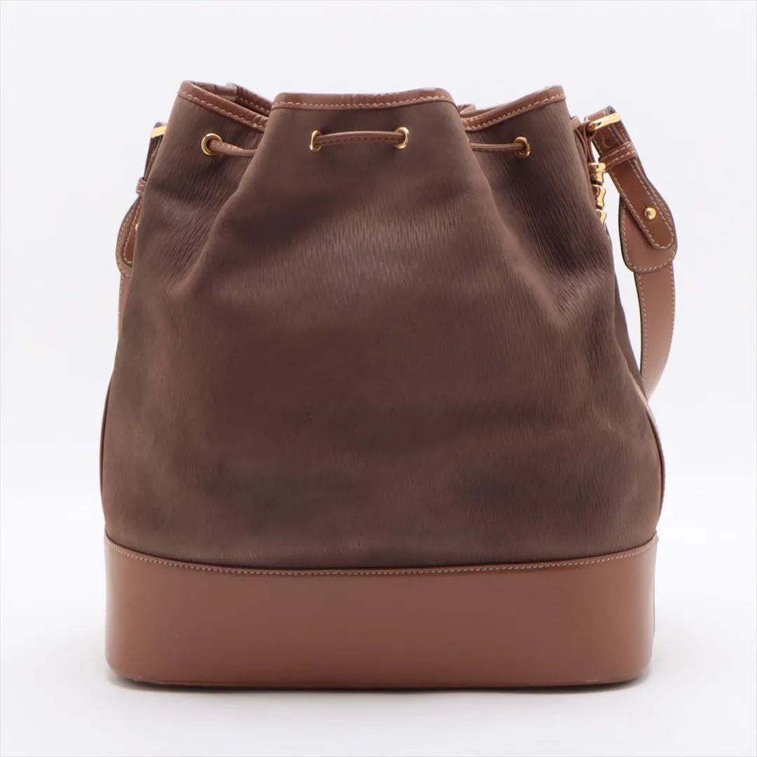 A2546 LOEWE ロエベ ベラスケス 巾着 レザー ショルダーバッグ ブラウン