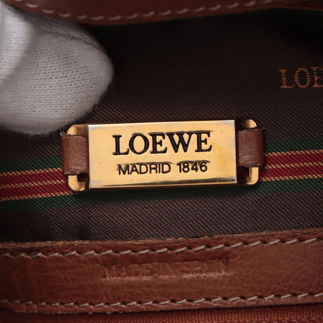 A2546 LOEWE ロエベ ベラスケス 巾着 レザー ショルダーバッグ ブラウン