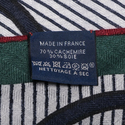 E2342 エルメス トライアングル ジェアン ストール カシミヤ×シルク グリーン×ネイビー