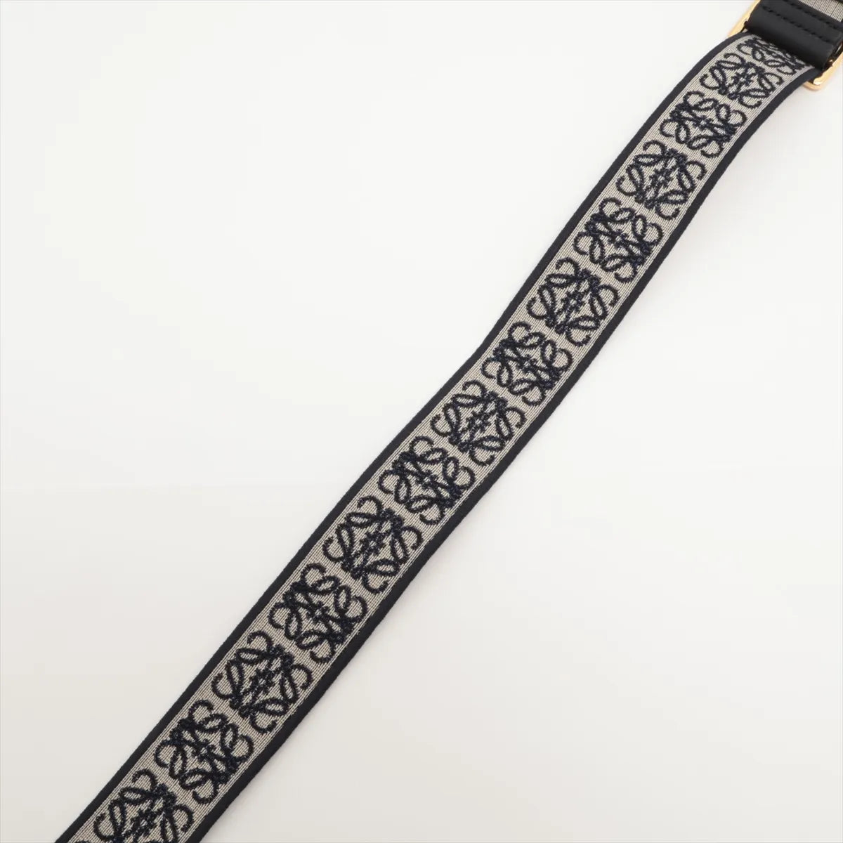 ロエベ アナグラム ショルダーストラップ キャンバス×レザー ネイビー B3328