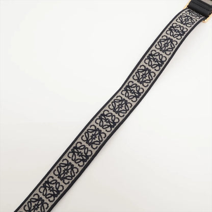 ロエベ アナグラム ショルダーストラップ キャンバス×レザー ネイビー B3328