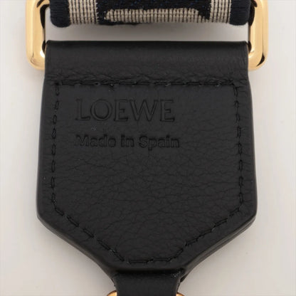 ロエベ アナグラム ショルダーストラップ キャンバス×レザー ネイビー B3328