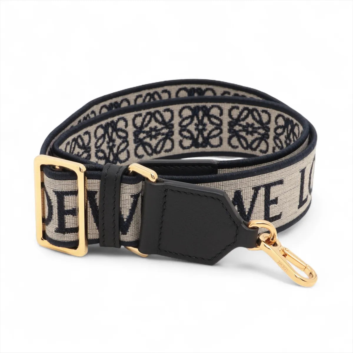 ロエベ アナグラム ショルダーストラップ キャンバス×レザー ネイビー B3328