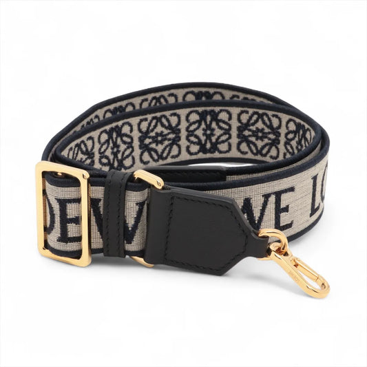 ロエベ アナグラム ショルダーストラップ キャンバス×レザー ネイビー B3328