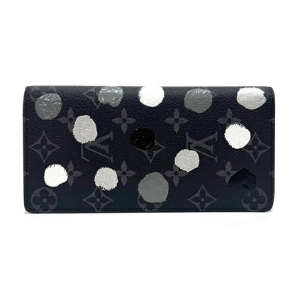 ルイヴィトン×草間彌生 LV×YK ポルトフォイユブラザ M81932 PVC×レザー ロングウォレット ブラック RFID B2654