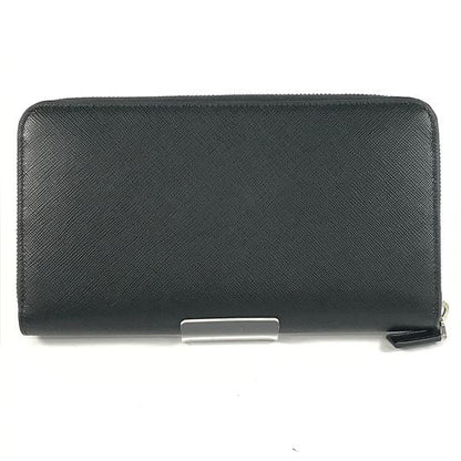 E4366 プラダ 未使用品 2ML188 サフィアーノ ブラック レザー トライアングル ラウンドファスナー メンズ 長財布 RFID
