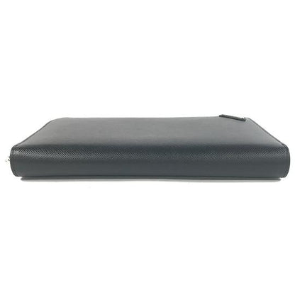 E4366 プラダ 未使用品 2ML188 サフィアーノ ブラック レザー トライアングル ラウンドファスナー メンズ 長財布 RFID