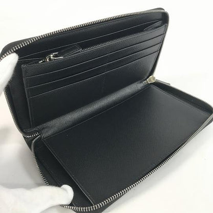 E4366 プラダ 未使用品 2ML188 サフィアーノ ブラック レザー トライアングル ラウンドファスナー メンズ 長財布 RFID