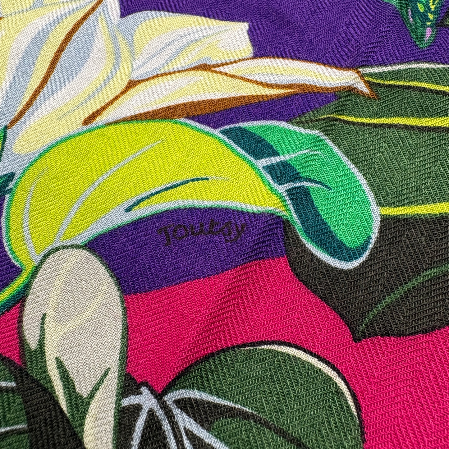 E2330 エルメス カレジェアン FLAMINGO PARTY フラミンゴ パーティー ストール カシミヤ×シルク パープル