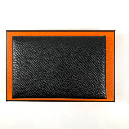 E2331 エルメス カルヴィ ヴォーエプソン カードケース ブラック シルバー金具 Y:2020年