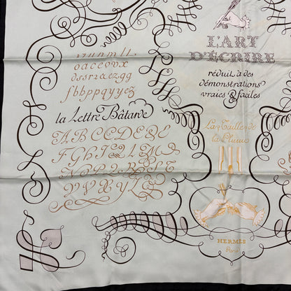 E2715 エルメス スカーフ カレ90 書の芸術 シルク