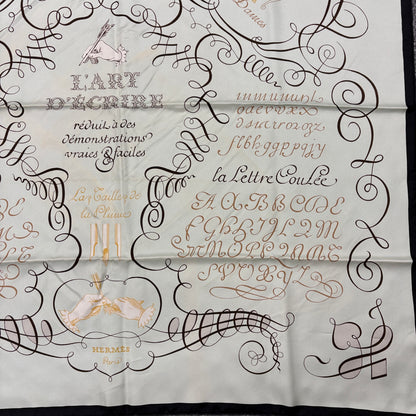 E2715 エルメス スカーフ カレ90 書の芸術 シルク